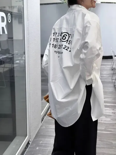 Design Oversized Shirt with Typography Print Black Shirt - 6