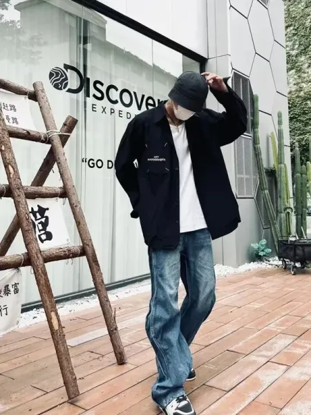Design Oversized Shirt with Typography Print Black Shirt - 8