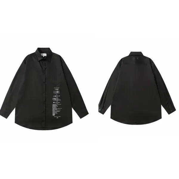 Design Oversized Shirt with Typography Print Black Shirt - 1