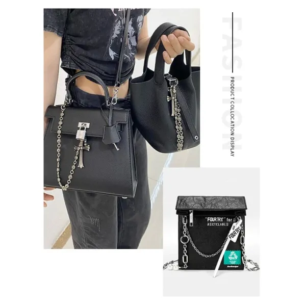 Silver Pearl Cross Chain Bag Strap Accessory - 4