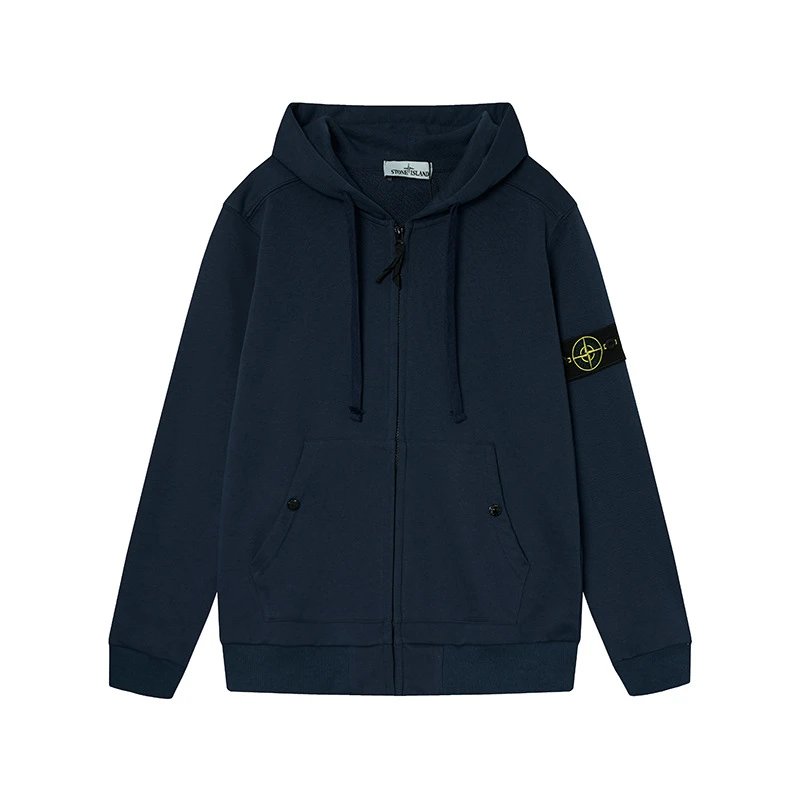Stone Island Zip-Up Hoodie Black - 8