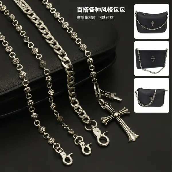 Silver Pearl Cross Chain Bag Strap Accessory - 5