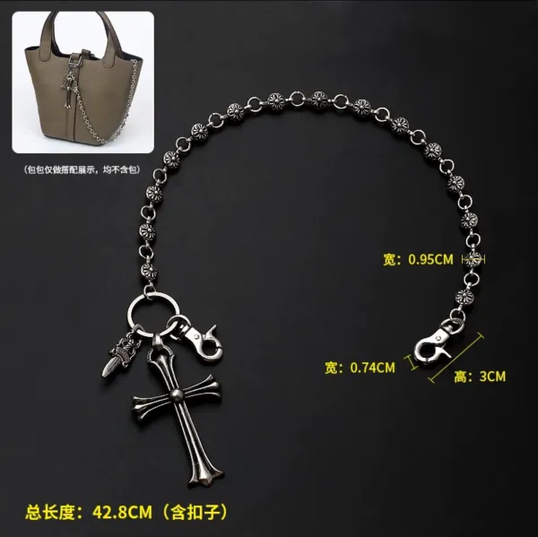 Silver Gothic Cross Charm Chain Strap Accessory - 1