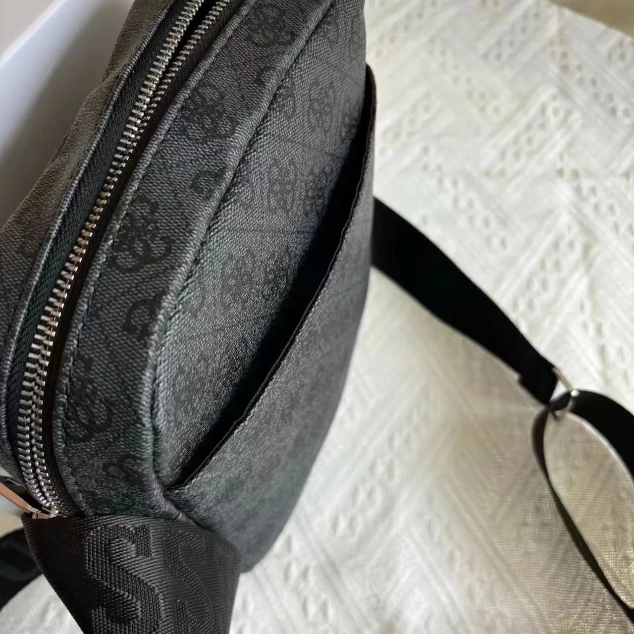 Design Guess Logo Monogram Crossbody Bag Black Crossbody Bags - 12