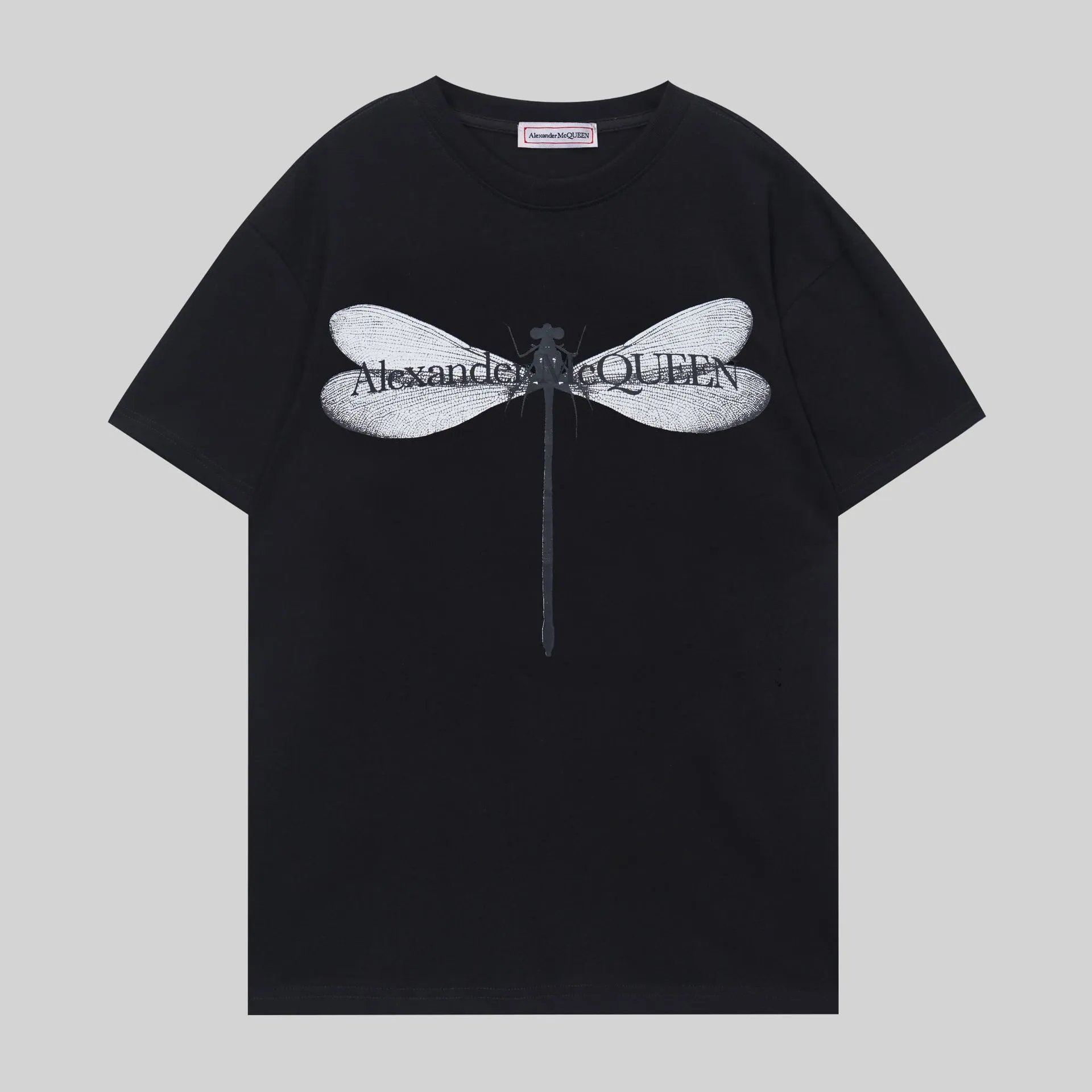 Alexander McQueen Dragonfly Print Tee Black White