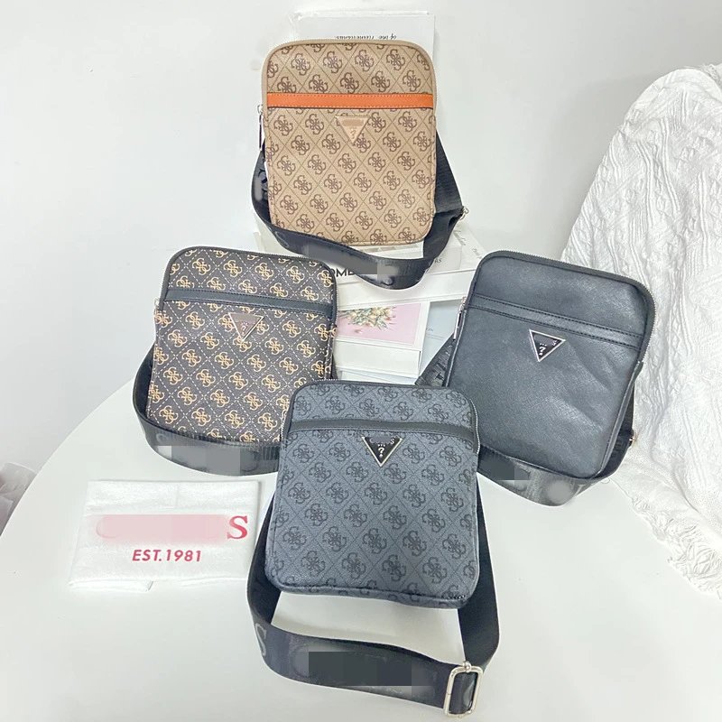 Guess Logo Print Crossbody Bag in Charcoal Gray - 3