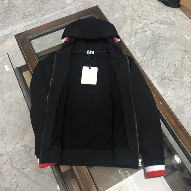 Moncler Hoodies & Sweatshirts Zip-Up Hooded Sweatshirt with Tricolor Cuffs product detail image 12
