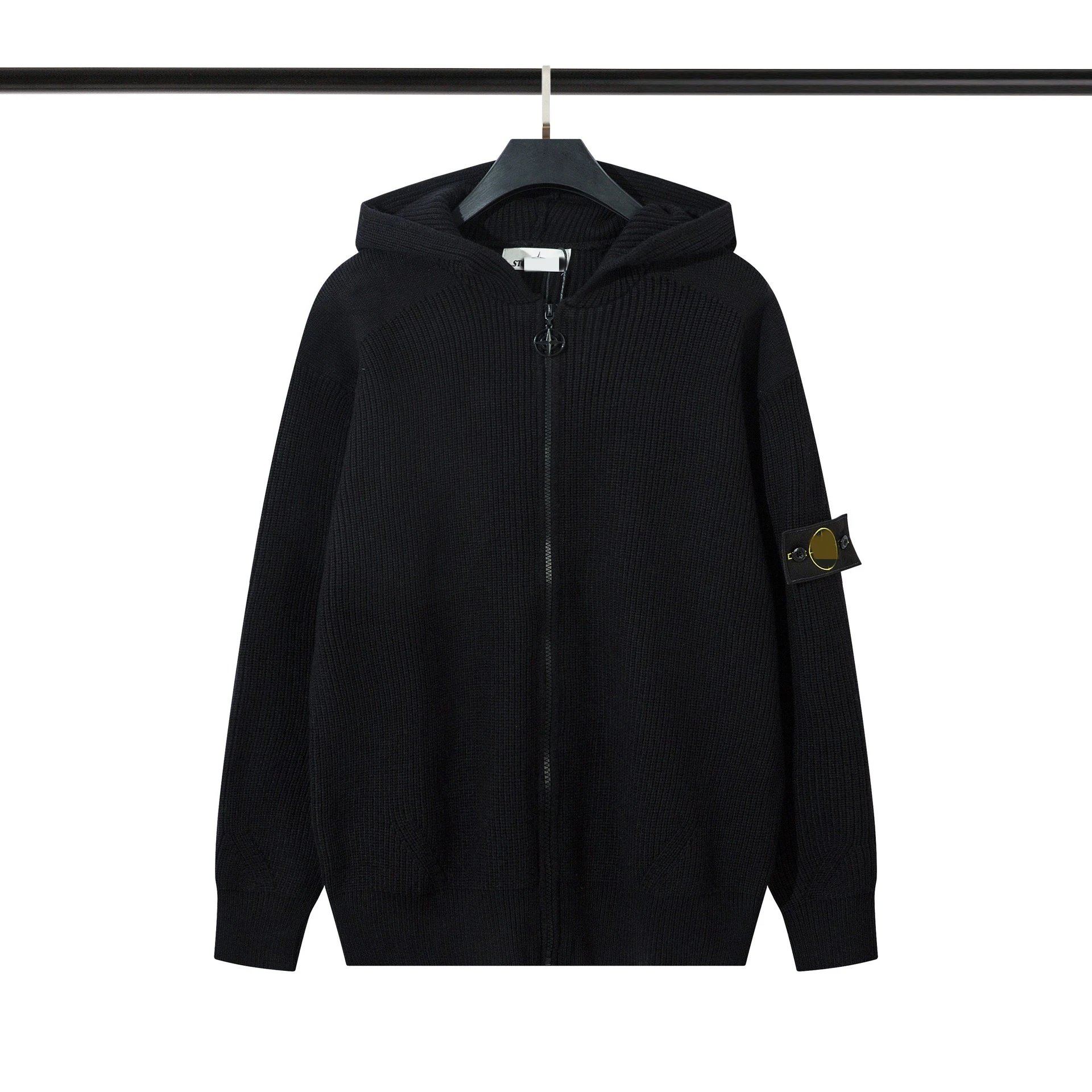 Badge Zip Mock Neck Knit Sweater photo 2