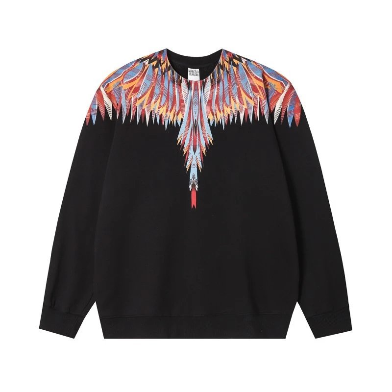 Marcelo Burlon County of Milan Geometric Wings Crewneck Sweatshirt Black Multicolor