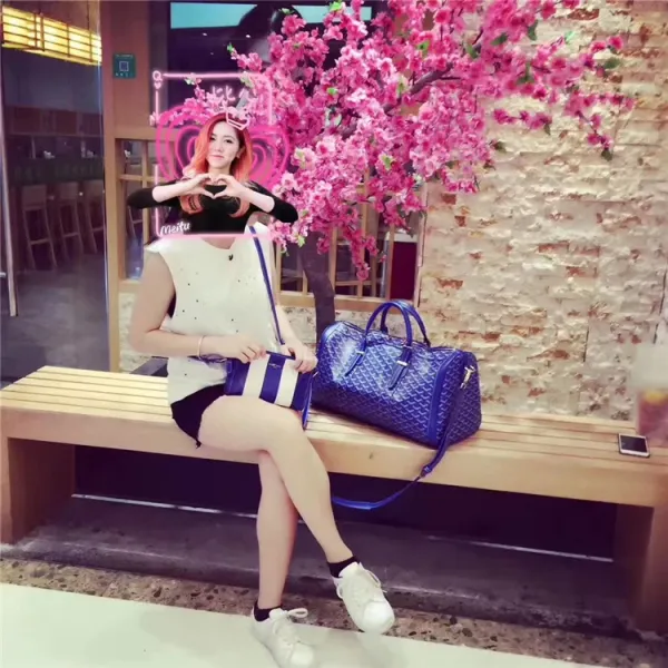 Goyard Saint Louis Duffle Bag Black Monogram Canvas Travel Bag - 2