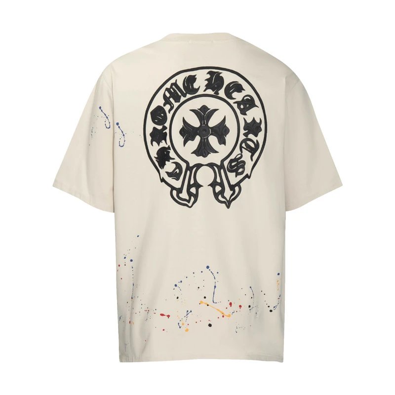 Chrome Hearts Horseshoe Paint Splatter Tee Cream