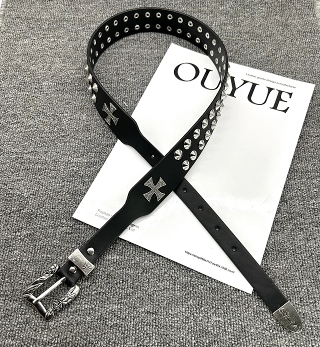 Ouyue Belts Black Belt with Multicolour Cross Appliques and Decorative Buckle product detail image 32