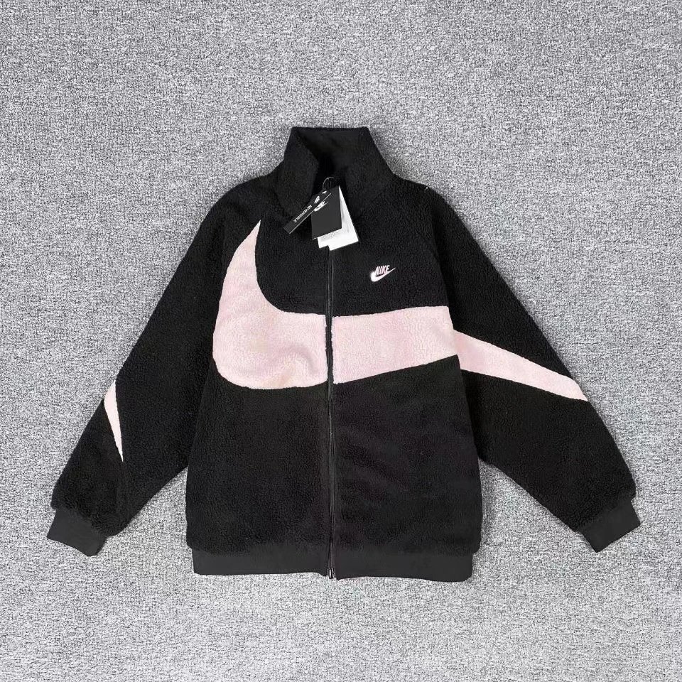 Nike Color-Block Fleece Zip-Up Jacket Black Pink Outerwear - 12