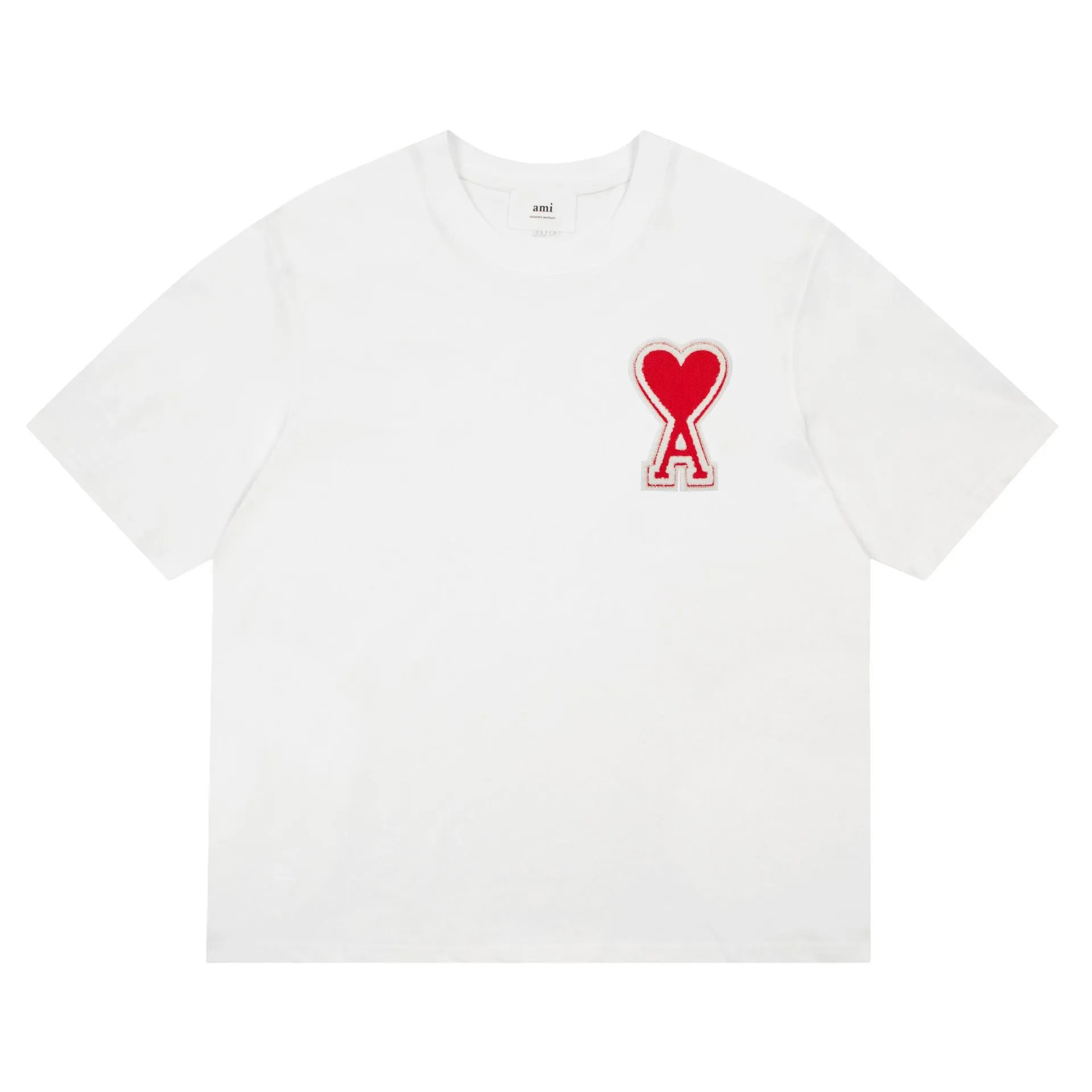 Ami + Heart Logo Tee + White/Red WhiteRed