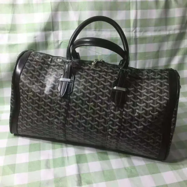 Goyard Saint Louis Duffle Bag Black Monogram Canvas Travel Bag - 6