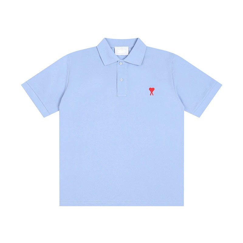 AMI Paris de Coeur Polo Shirt Sky Blue