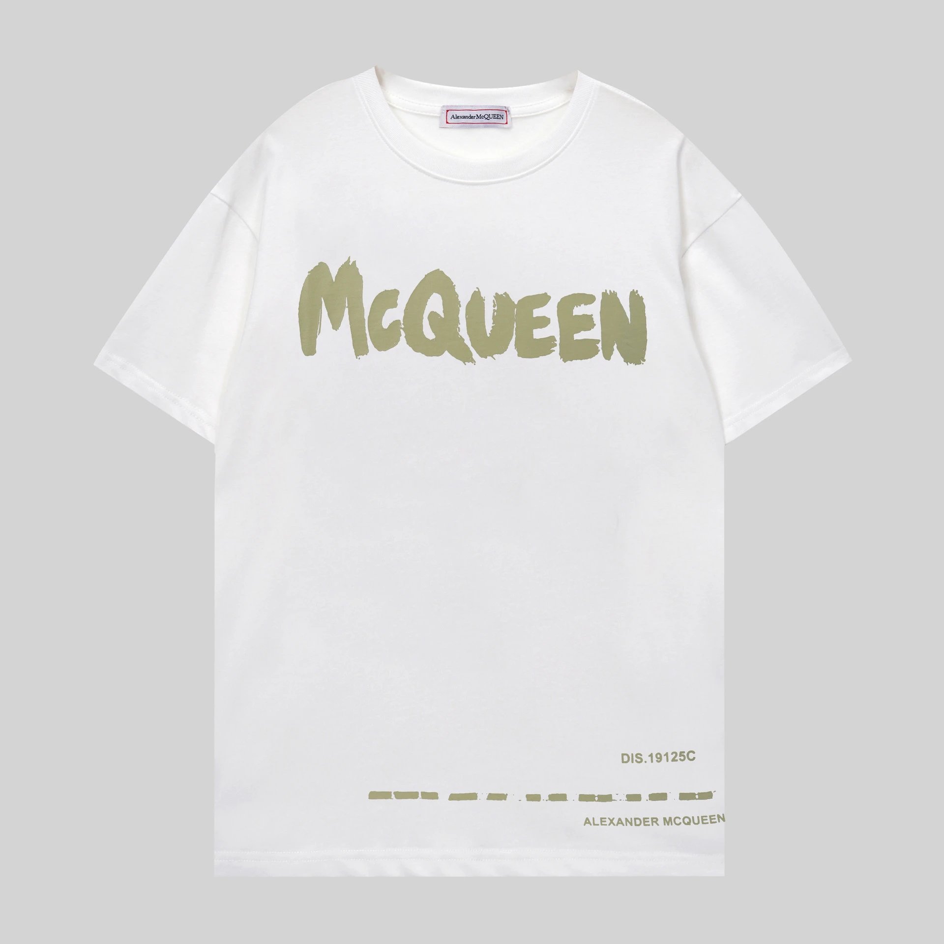 Alexander McQueen Graffiti Logo Tee White Olive