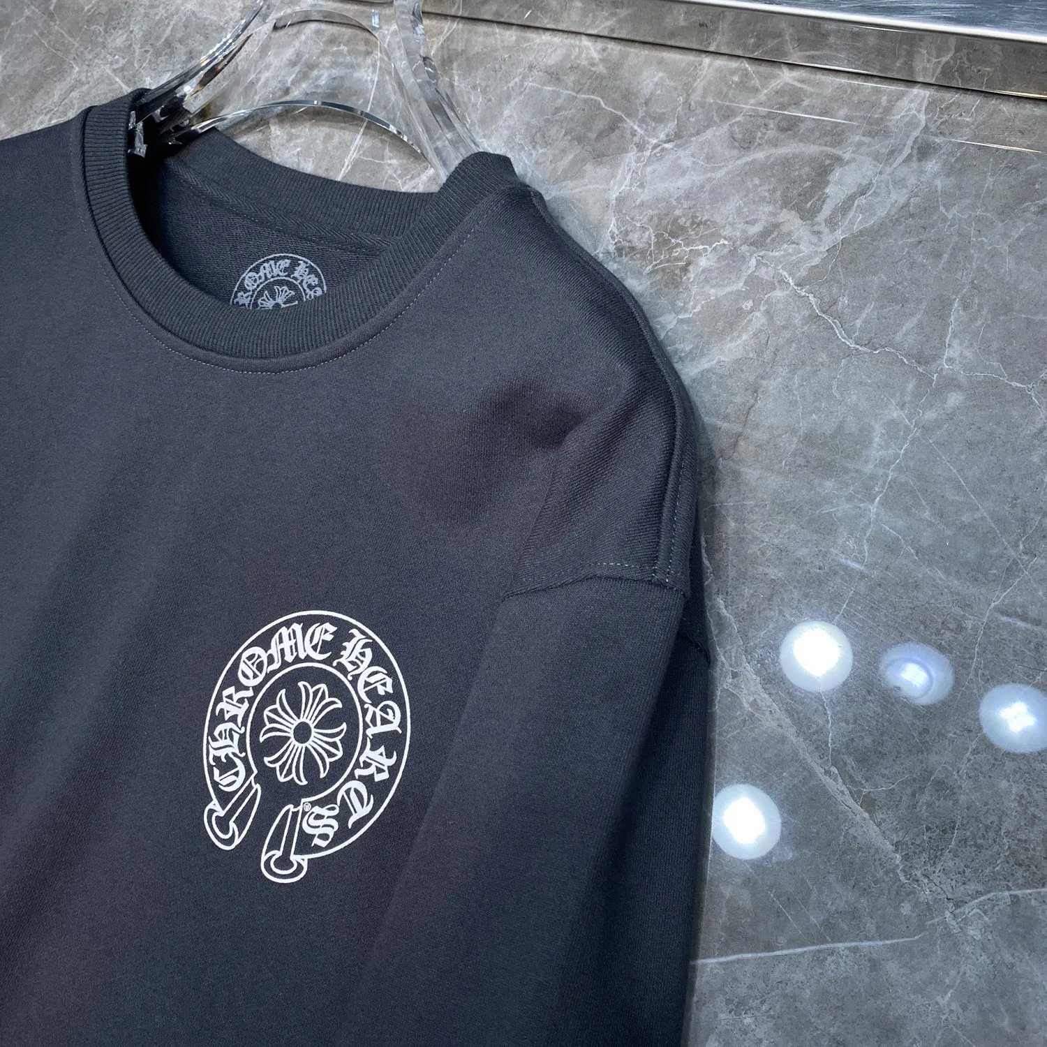 [DX29] high quality round neck sweater gray blue new casual printing men's pullover long sleeve T-shirt