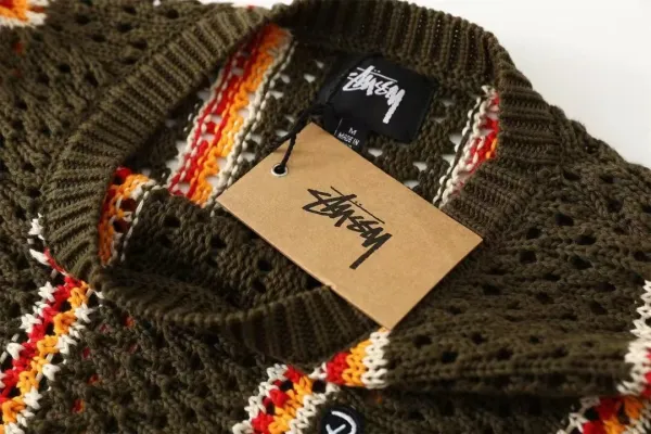 Stüssy x Patta Crochet Stripe Sweater Army Green - 9