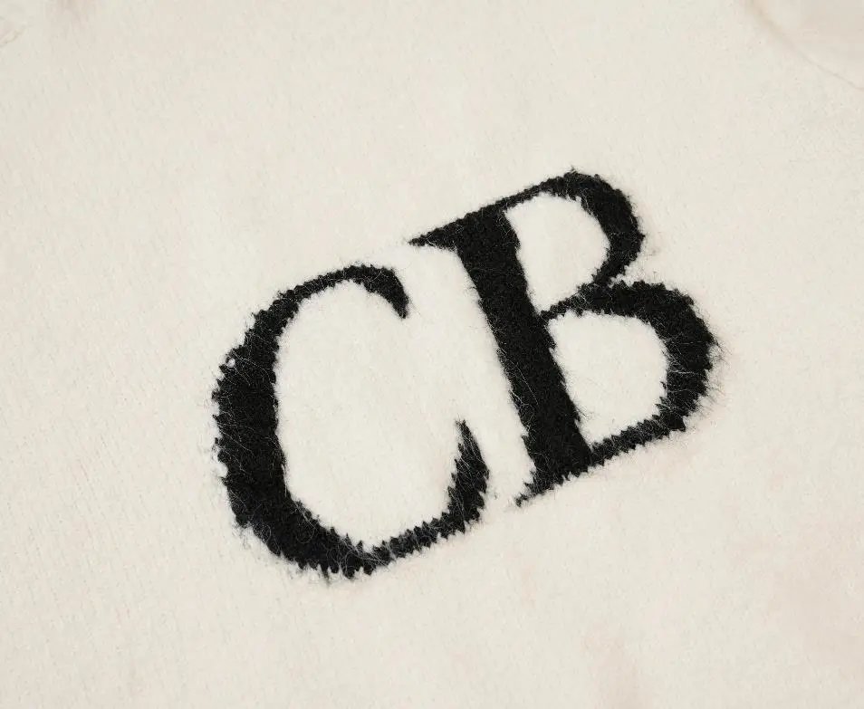 Design CB Logo Knit Hoodie White Hoodie - 23