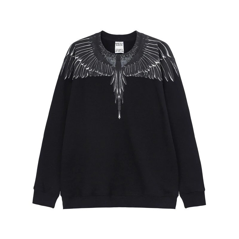 Marcelo Burlon County of Milan Wings Crewneck Sweatshirt Black Silver