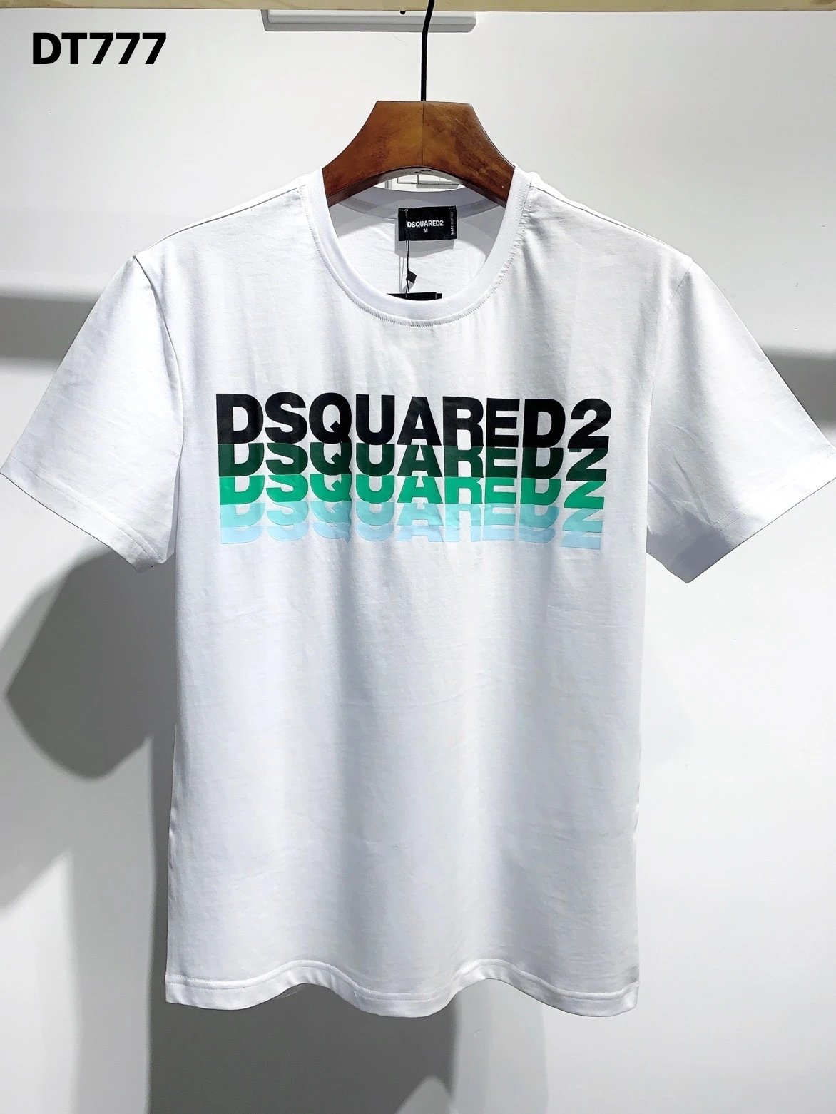 Dsquared2 Gradient Repeat Logo Tee White Black Green