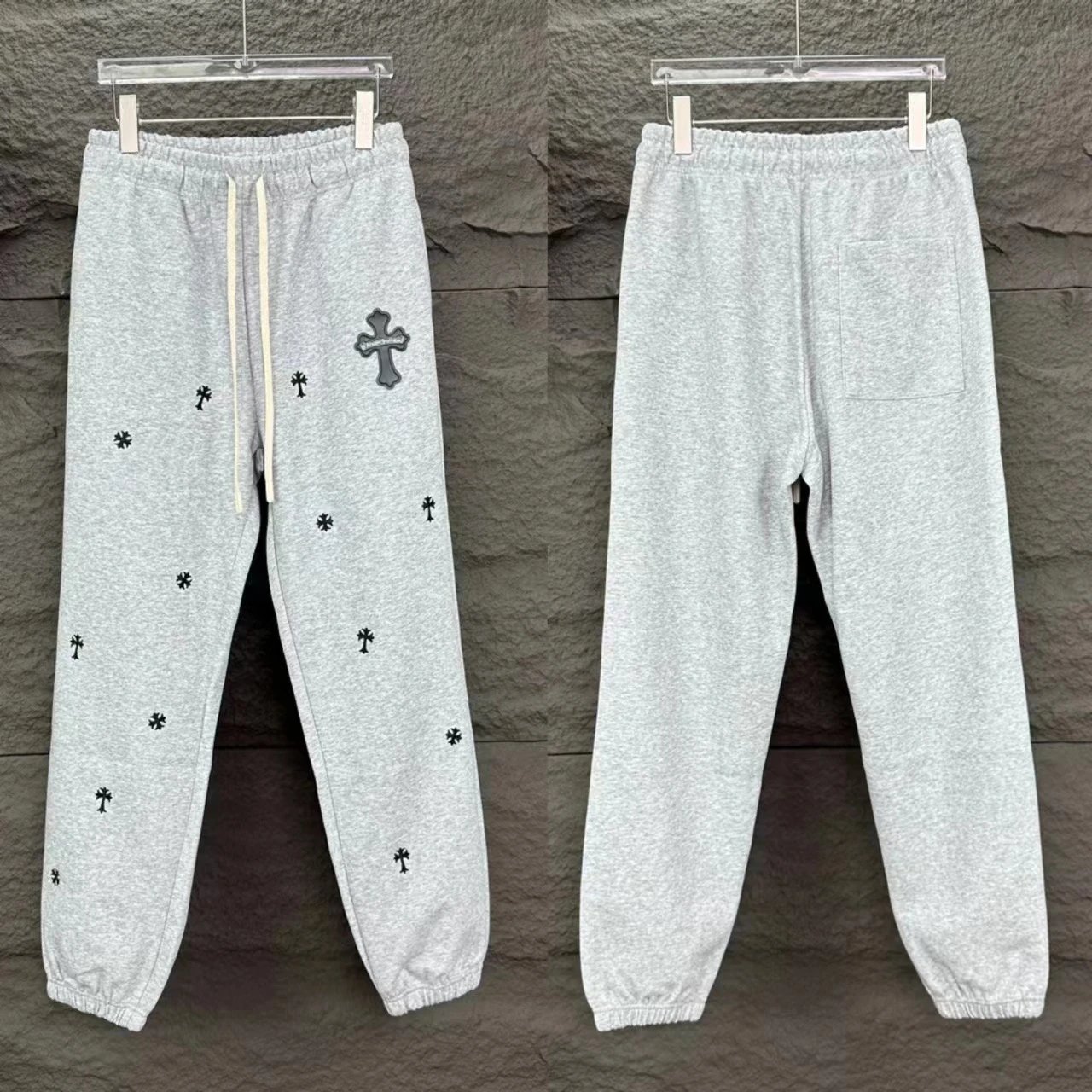 Chrome Hearts Cross-Embroidered Heather Gray Sweatpants - 4