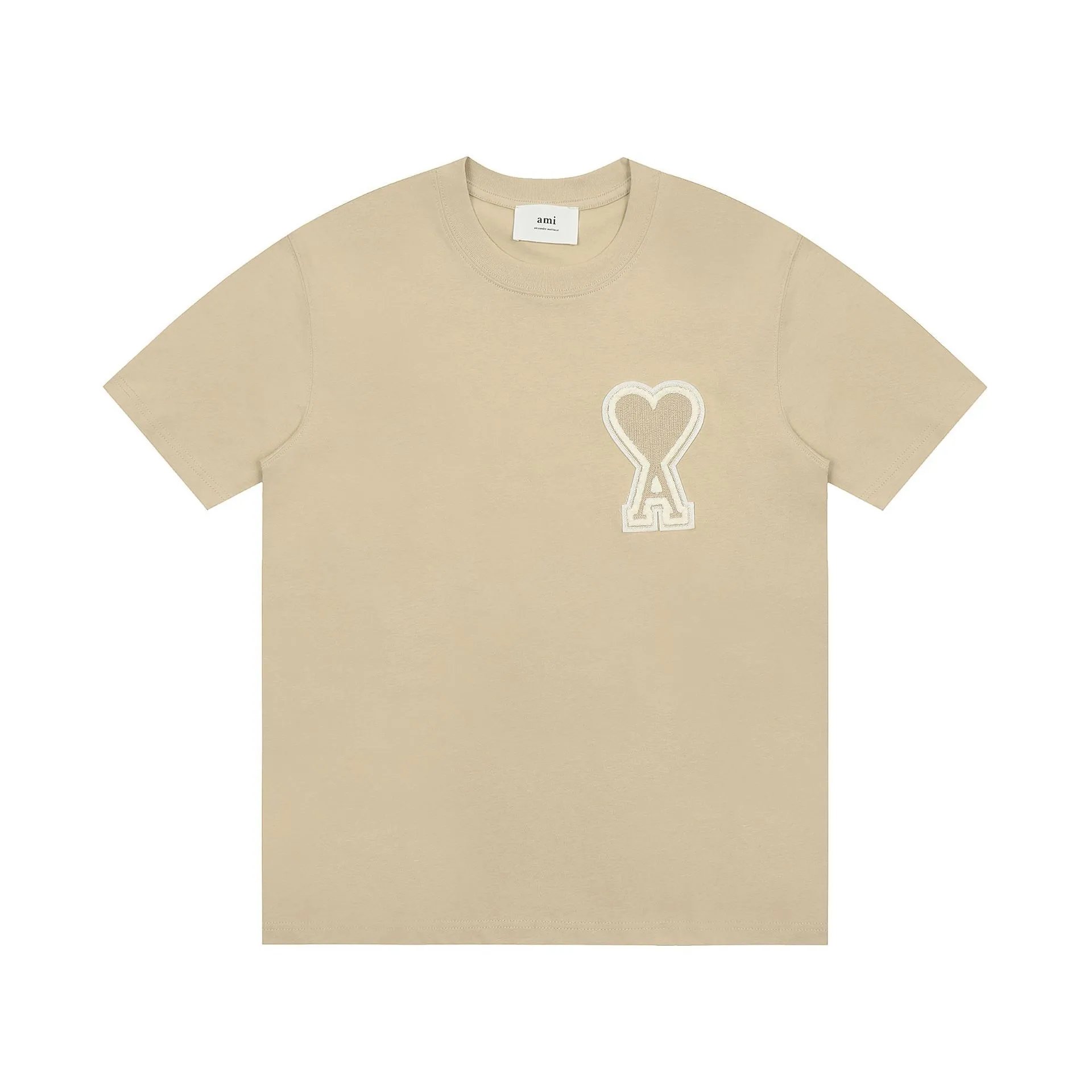 Ami Heart Logo T-Shirt Beige Oatmeal