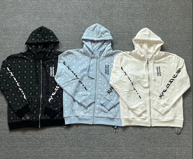 Chrome Hearts Cross Motif Zip-Up Hoodie White and Black product detail 50 in Litbuy spreadsheet finds