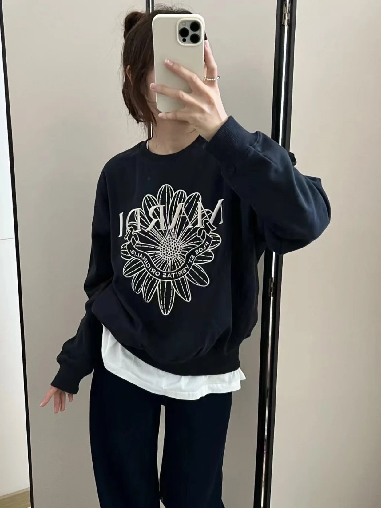 Mardi Mercredi Floral Print Navy Sweatshirt Sweater - 16