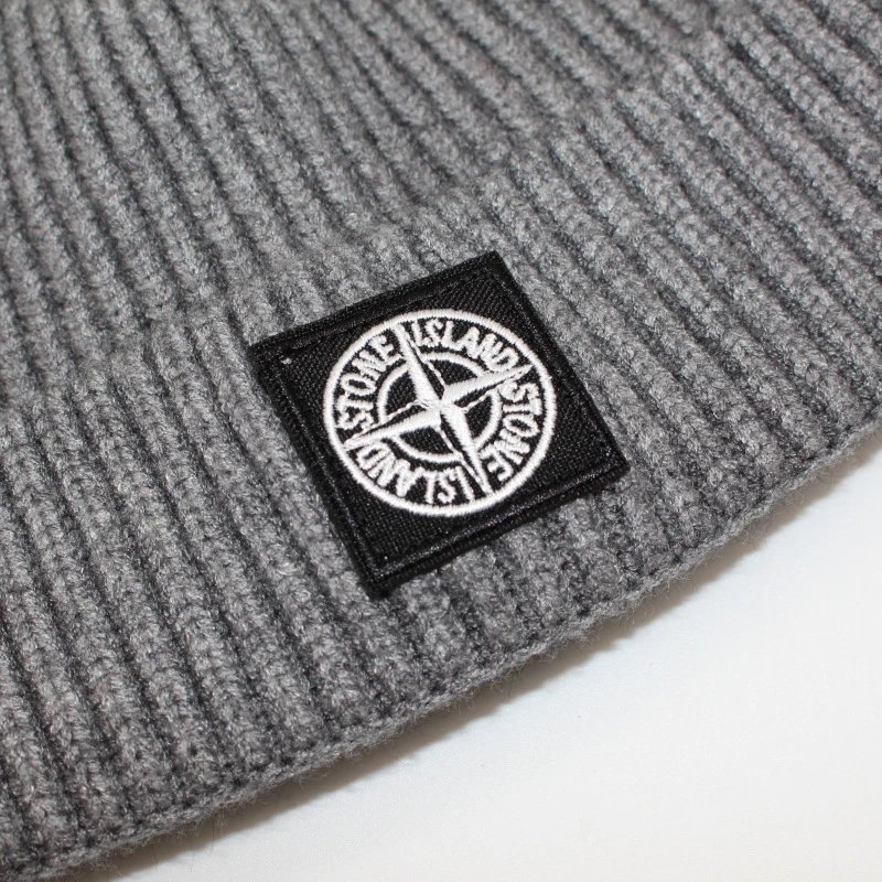 Stone Island Ribbed Knit Beanie Blue - 7