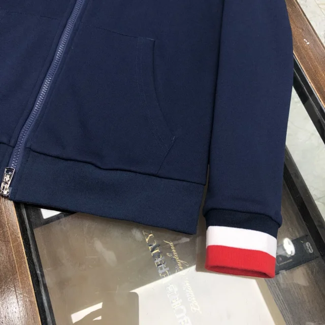 Moncler Hoodies & Sweatshirts Zip-Up Hooded Sweatshirt with Tricolor Cuffs product detail image 8