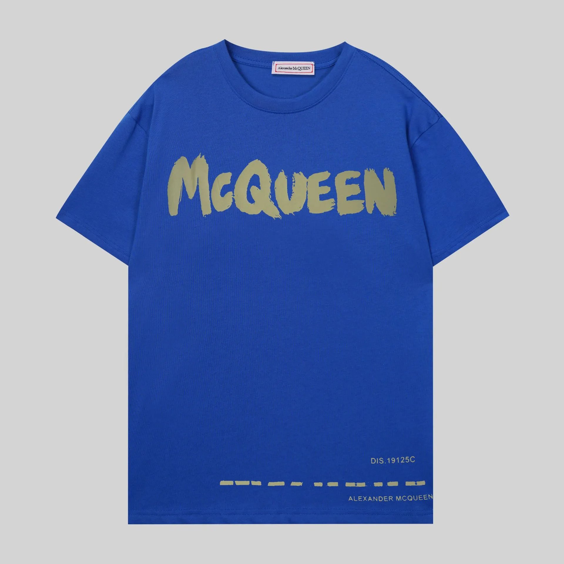 Alexander McQueen Graffiti Logo Tee Royal Blue Olive