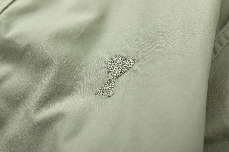 Ami Paris Striped Cotton Shirt with Red Heart Embroidery Blue - 29