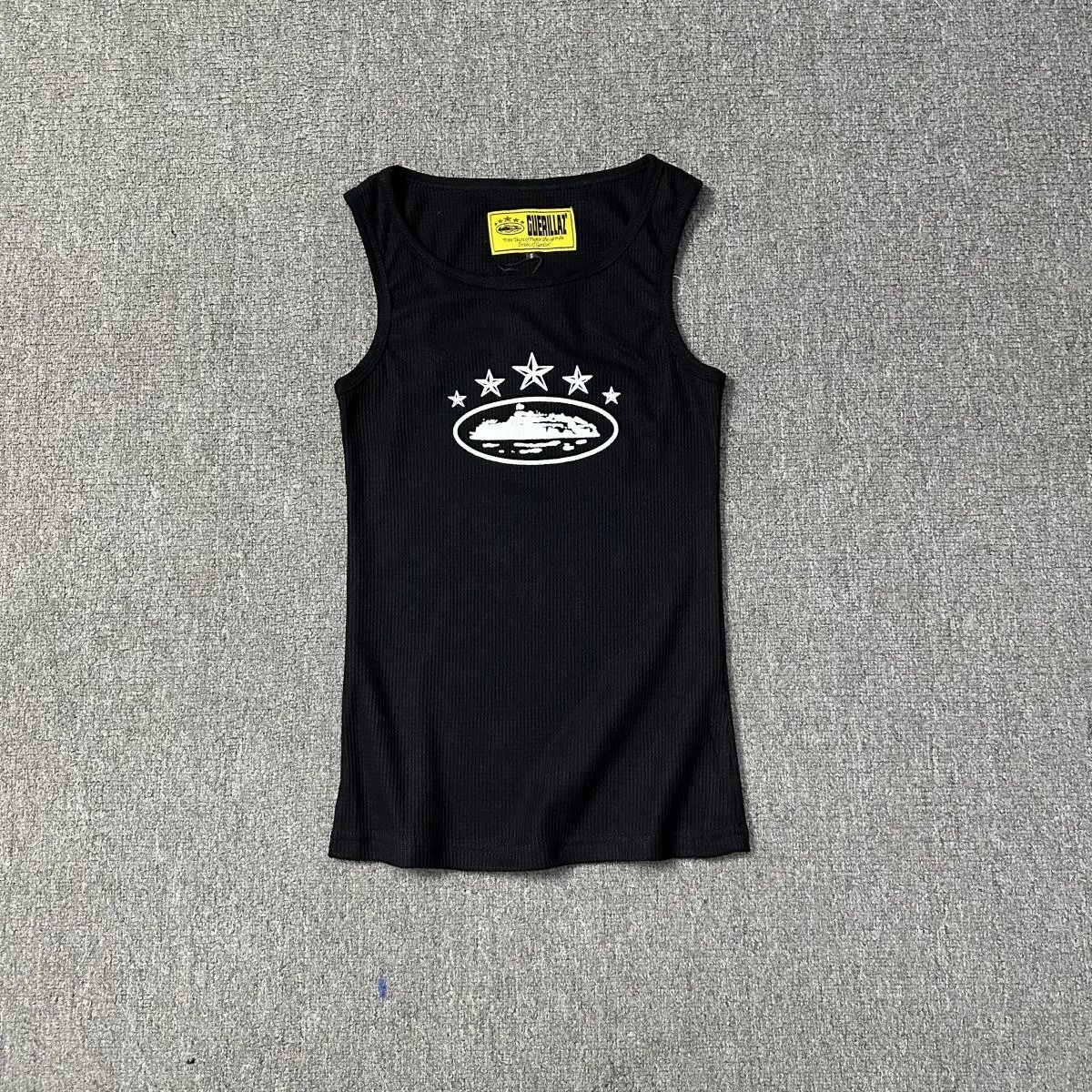 Guerrillaz Waffle-Knit Tank Top - Black (Stars & Oval Logo)