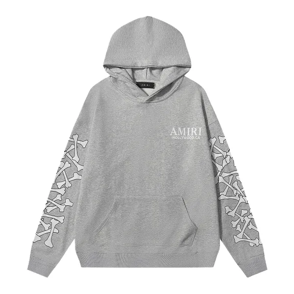 Amiri Bone Print Hoodie Gray - 1