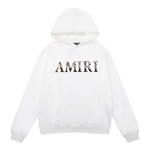 Amiri Leopard-Print Logo Hoodie White - 1