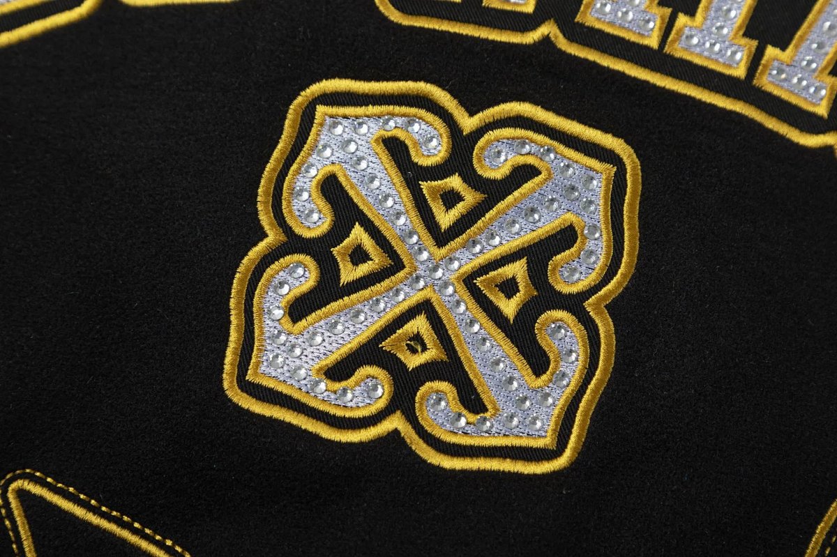 Off-White Cowboy Varsity Jacket Black Gold Embroidered Outerwear product detail 19 in Litbuy spreadsheet finds
