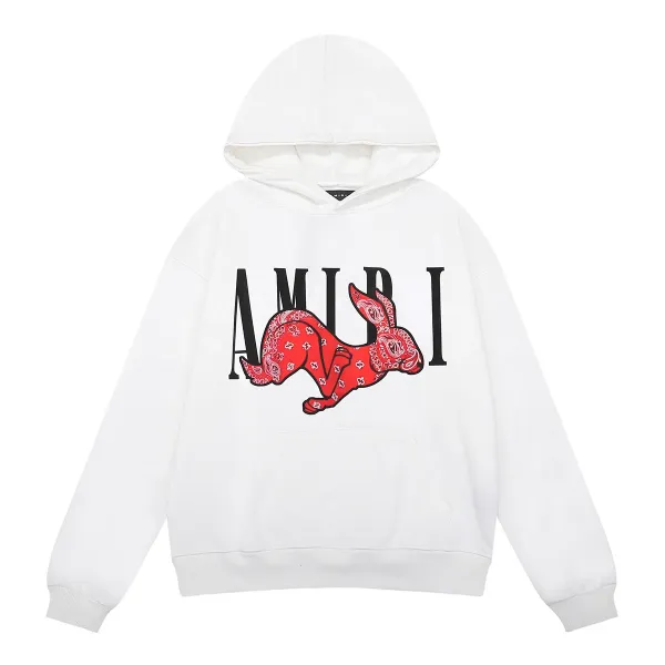 Amiri Bandana Rabbit Hoodie White - 1