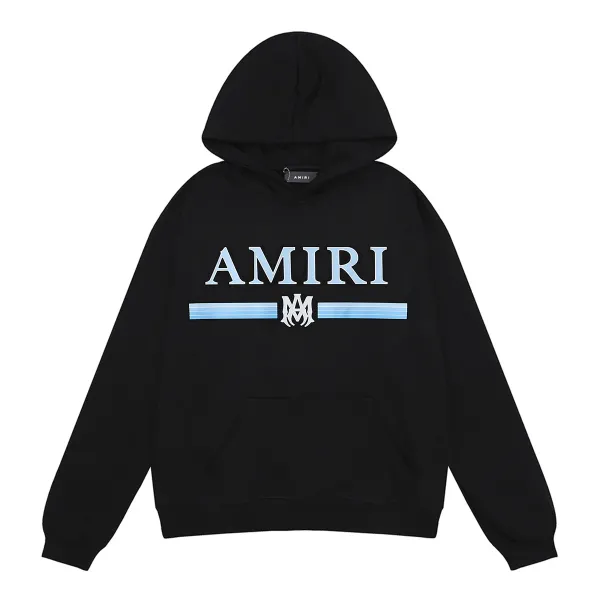 Amiri Logo Stripe Hoodie Black - 1