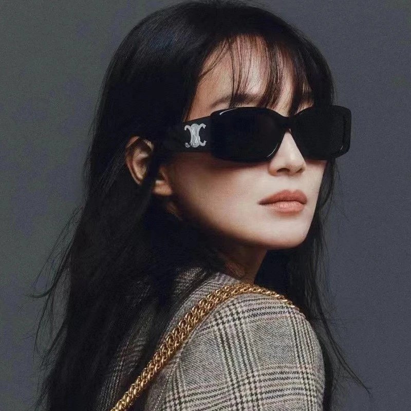 Celine Square Frame Sunglasses Black with Gold Logo - 2