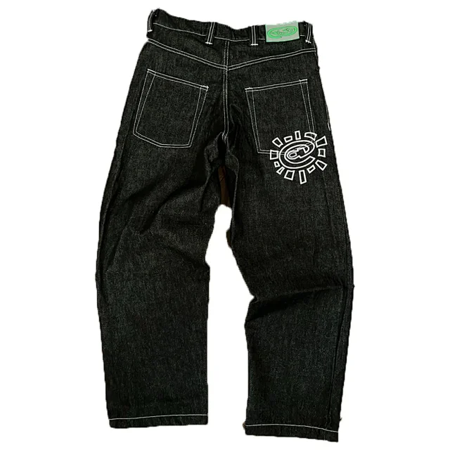 Unbranded Jeans Wide-leg with contrast stitching and graphic back-pocket print product detail image 2