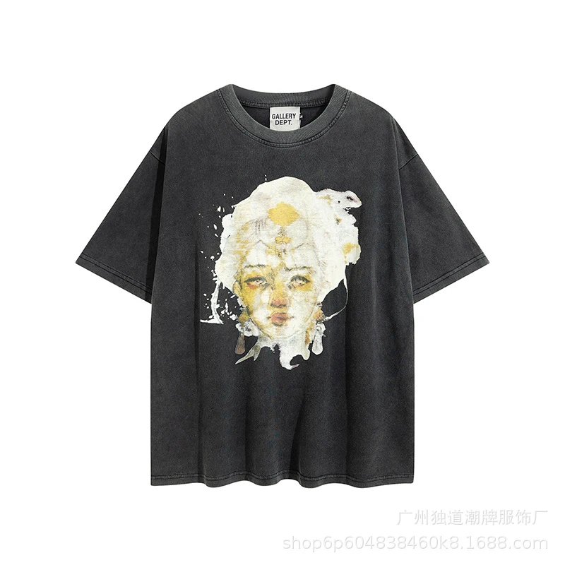 Goddess Print Washed Black
