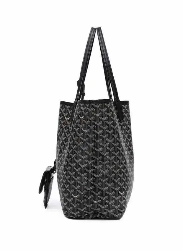 Goyard Saint Louis Tote Black Gray Monogram Canvas Tote Bag - 8