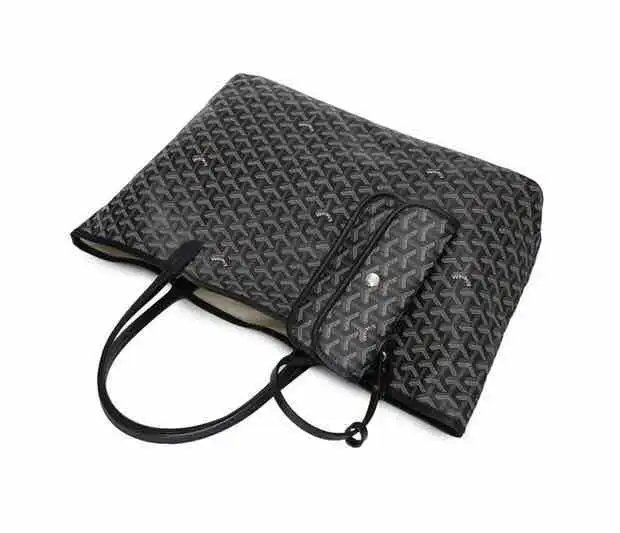 Goyard Saint Louis Tote Black Gray Monogram Canvas Tote Bag - 9