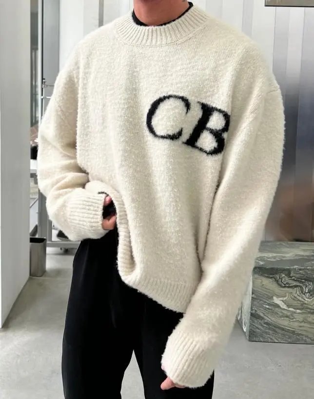 Design CB Logo Knit Hoodie White Hoodie - 3