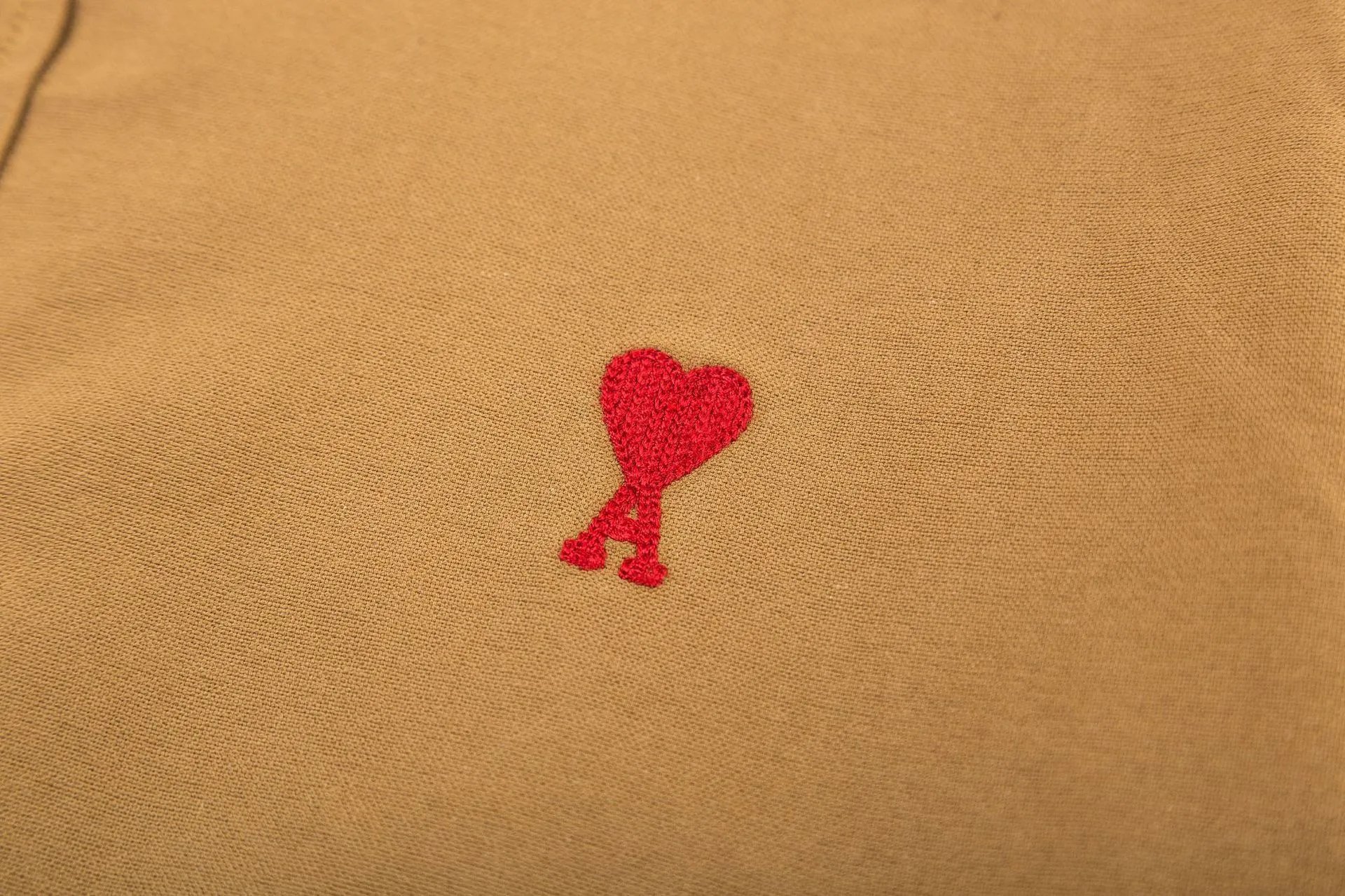 Ami Paris Striped Cotton Shirt with Red Heart Embroidery Blue - 23