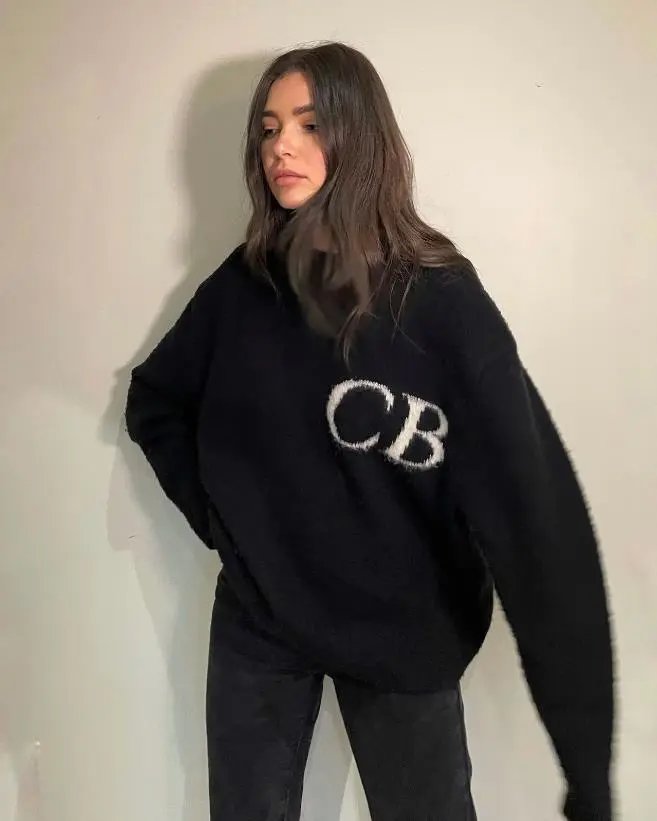 Design CB Logo Knit Hoodie White Hoodie - 4