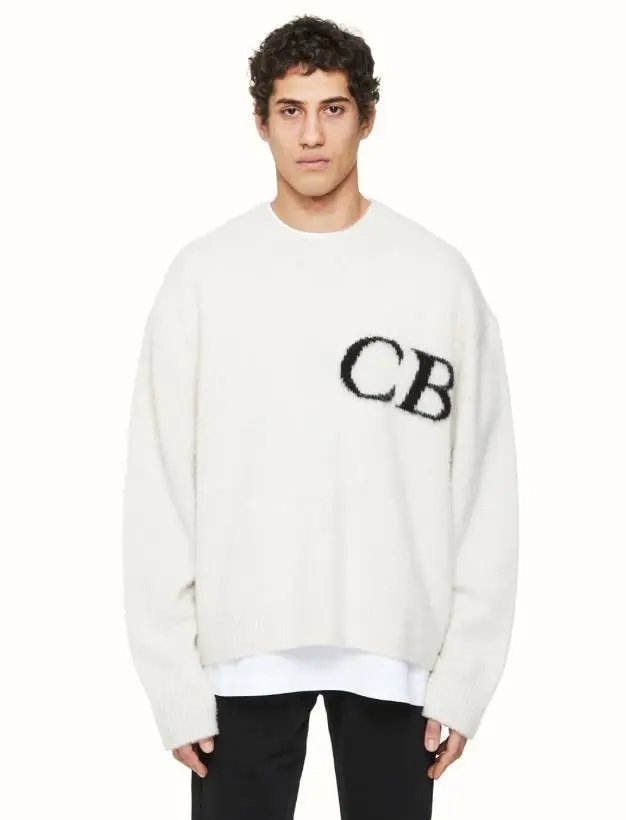 Design CB Logo Knit Hoodie White Hoodie - 8