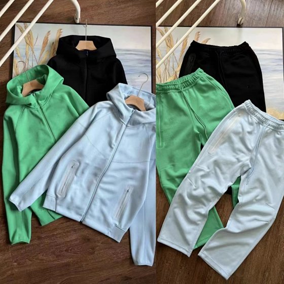 Spring and Autumn New Casual Sports Air Layer Hooded Jacket and Sweatpants Set-CY